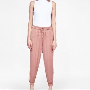 NWT ZARA Pink Satin Jogging Trouser Size Medium